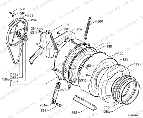 Взрыв-схема стиральной машины Tricity Bendix WDR1040W - Схема узла Functional parts 267